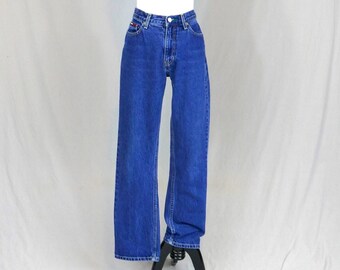 90s Tommy Hilfiger Jeans - snug 30&quot; waist - Bootcut Blue Denim Pants - Vintage 1990s - 32&quot; inseam Label Size 9