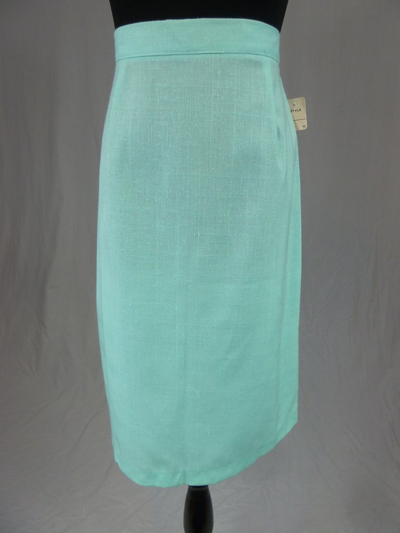 80s Deadstock Skirt Suit - Light Minty Blue - Puf… - image 5