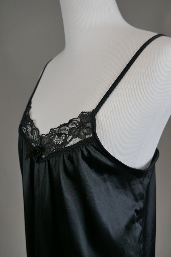 70s Black Nightie - Black Lace Trim - Sears - Vin… - image 4