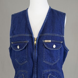 80s 90s Gitano Denim Vest Zip Front Cotton Jean Vintage 1980s 1990s M image 3