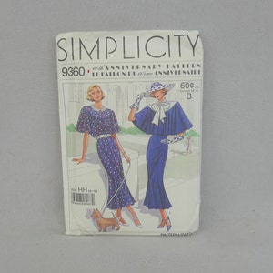1988 1928 Dress Pattern Misses' Capelet or Flutter Sleeve Dress UNCUT Simplicity 9360 Size HH 6-12 30-34 bust Sewing Pattern image 1