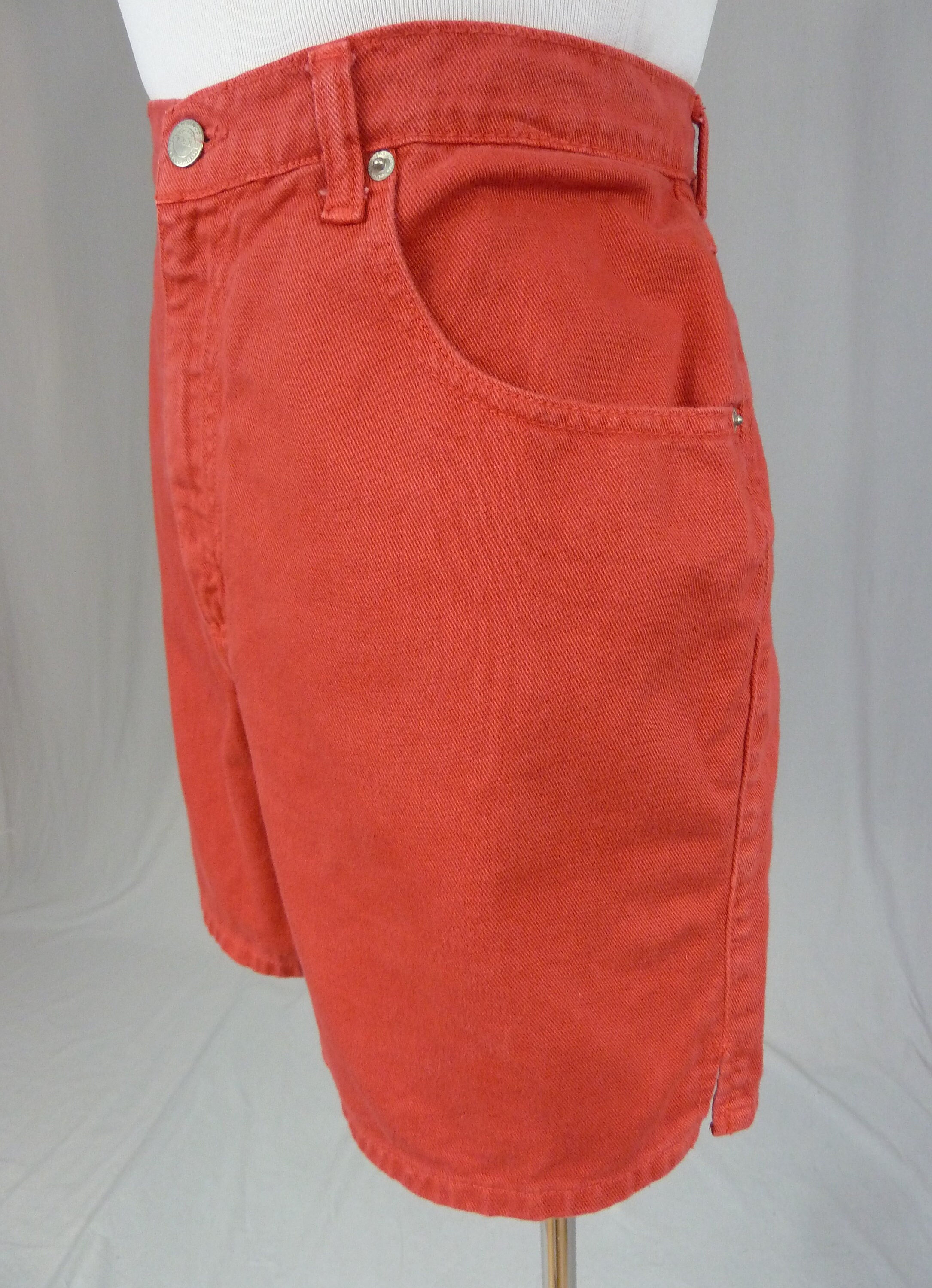 80s Red Jean Shorts 31 Waist High Rise Cotton Etsy