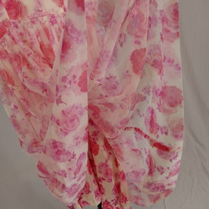 50s Pink Roses Dress As Is w/ Damage, needs new zipper, project Full Skirt, Floral Print Vintage 1950s S image 4