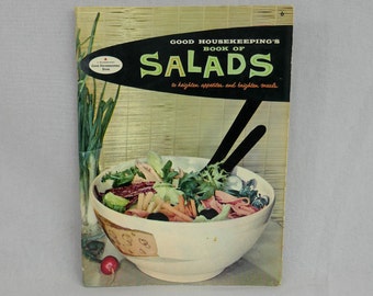 Good Housekeeping's Book of Salads (1958) - Small Pamphlet - Mid Century MCM Recipes Illustrations - Vintage Cook Book Cookbook