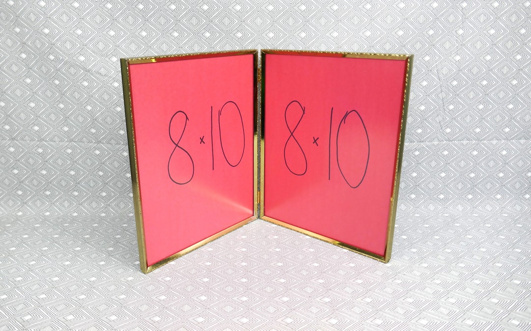 Vintage Hinged Double Picture Frame Gold Tone Metal W/ Non-glare Glass ...
