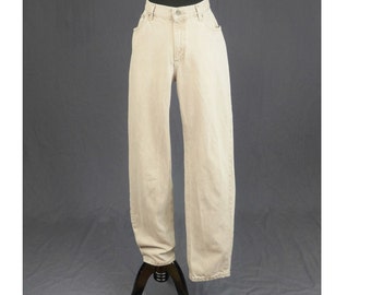 90s Beige Lee Riders Jeans - 33" waist - Cotton Denim - Vintage 1990s - 33.25" length Long