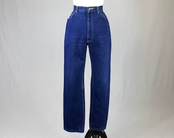 90s Lee Jeans - 28&quot; or snug 29&quot; waist - Blue Cotton Denim Pants - High Rise - Relaxed fit - Vintage 1990s - 30&quot; inseam