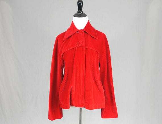Vintage Red Jacket - Wide Wale Corduroy - Majestic - 40s 50s 1940s 1950s - M