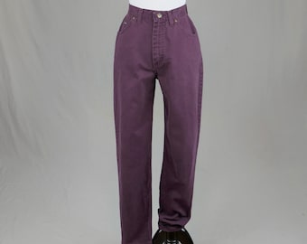 90s Dark Purple Berry Lee Jeans - 26" waist - Tapered Leg - Vintage 1990s - 31" inseam - S