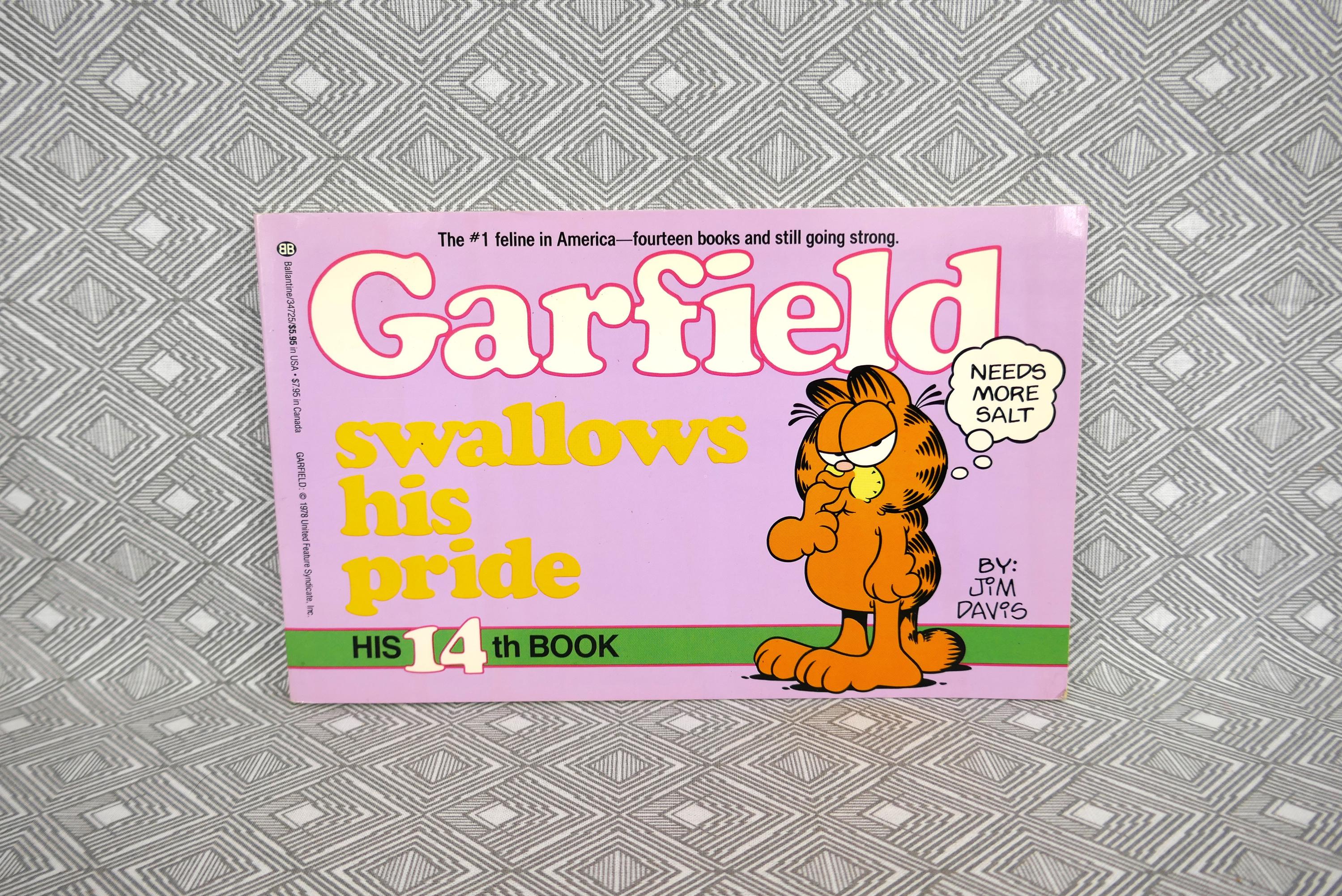 Garfield Swallows His Pride (1987) by Jim Davis - His 14th Book - Vintage 1980s Cartoon Comic Strip Collection