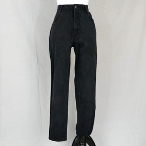 90s Bonjour Black Jeans - 29&quot; or snug 30&quot; waist - High Rise Waisted Relaxed Fit Tapered Leg - Vintage 1990s - 30&quot; inseam