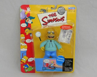 Vintage Grampa Simpson, The Simpsons Toy - World of Springfield Interactive Figure - New in Package - 2000 Playmates