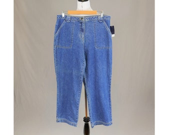 90s Crazy Horse Cropped Jeans - 34" waist - Deadstock Unworn w/ Tags - Cotton Denim - Vintage 1990s - 28.25" inseam