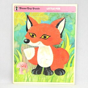 1971 Little Fox Frame Tray Puzzle by Rainbow Works - Large Size 11" x 14 1/2" - Very Good Condition - Preschool Toy