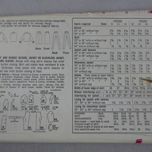 1965 Pattern Misses' Blouse, Jacket, Vest, Skirt, Slacks Uncut Simplicity 6131 Size 12 32 bust Vintage 1960s Sewing Pattern image 2