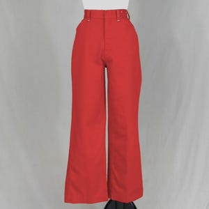70s Orange Red Pants Jeans - 23&quot; or tight 24&quot; waist - Straight Leg High Rise - Vintage 1970s - 28&quot; inseam - XXS XS
