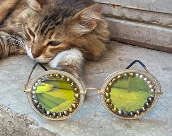 【1960’s】SWANK thick tortoise “cat eye” Vintage Tortoise Rhinestone Cat Eye Glasses Eyeglasses