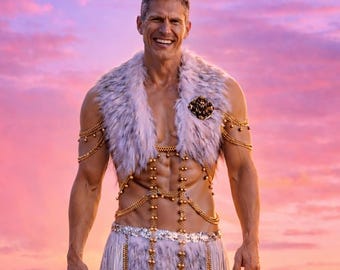 VIKINGS WEDDING DRESS viking costume men viking fur cloak viking mantle shoulder fur cape norse women armor skirt warrior gladiator skirt