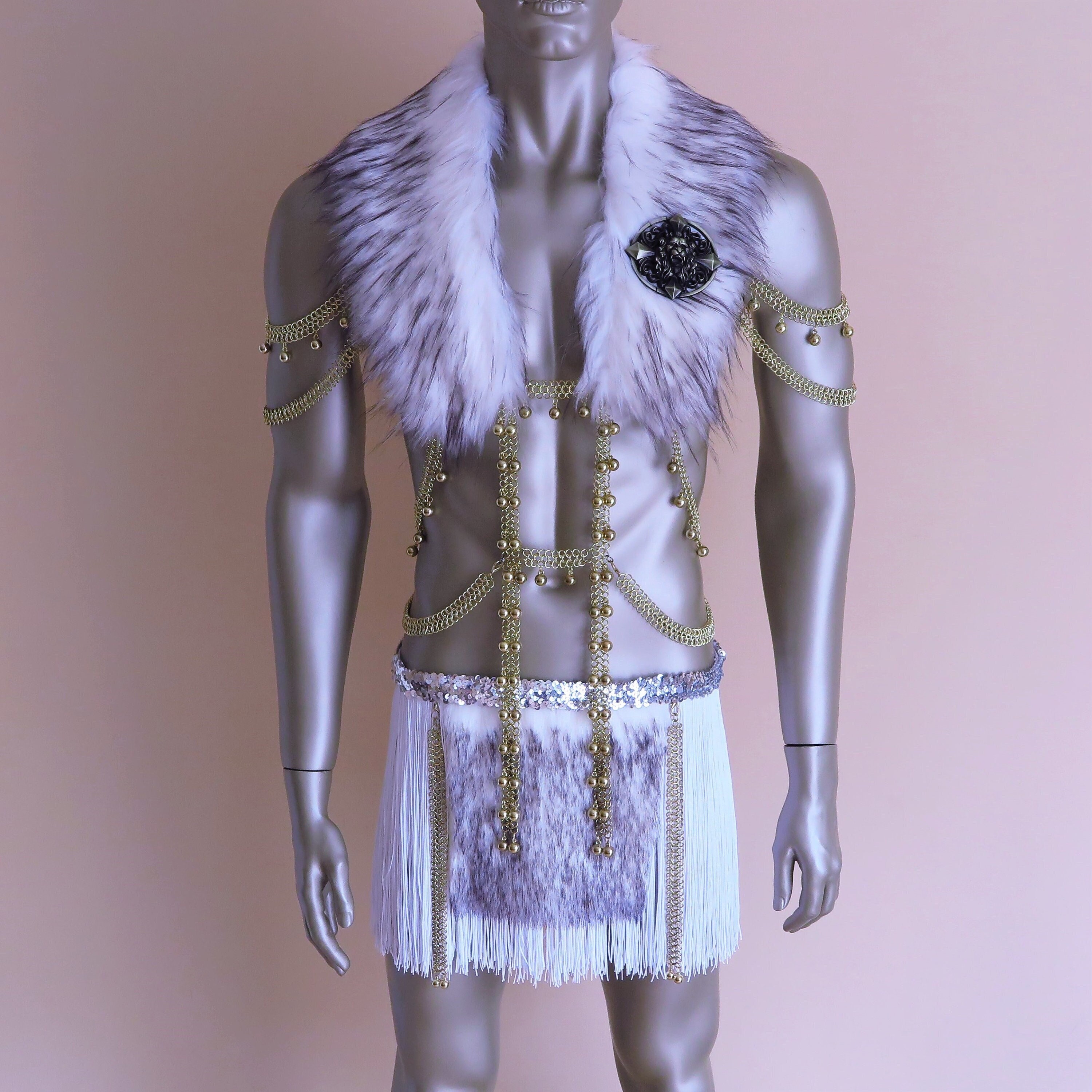 Cosplay leather skirt High low skirt Battle Shaman Viking costume 30-34  Handmad