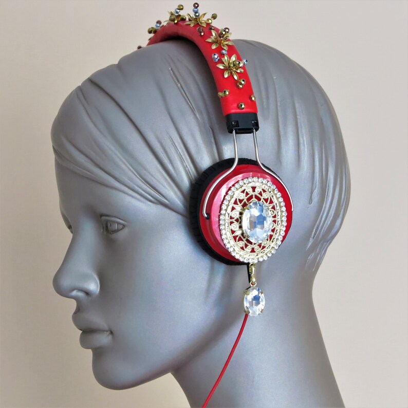 EMBELLISHED BLING HEADPHONE dj headphones swarovski tiara Etsy