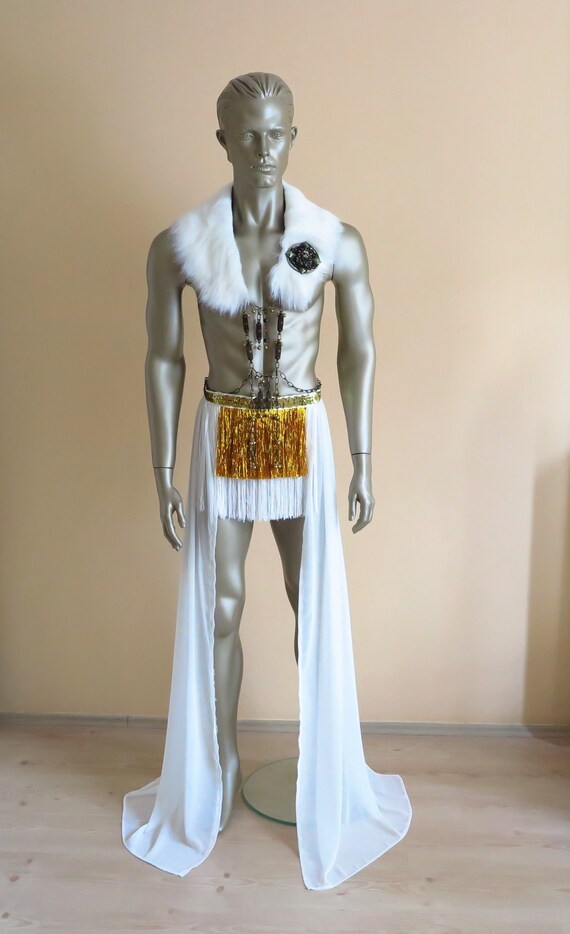 God Costume For Burning Man Men Goddess Cape Wedding Fur Coat Greek Toga Egyptian Goddess Costume Burning Man, Toga Fake Fur Short Coat