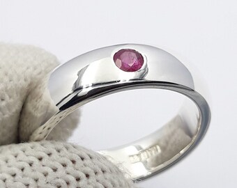 Natural Ruby Ring Flush set Band 925 Sterling Silver For Men Women Personalized Gift