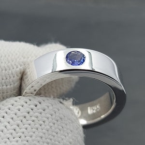 Tanzaniet-statementring 925 sterling trouwringen verzonken ring, gepersonaliseerd cadeau voor mannen en vrouwen