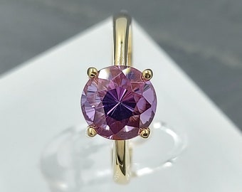 Natural Amethyst Ring 18k Gold Precision Cut Gemstones - Statement Rings - 925 Sterling Silver Ring - Size 8 mm 2.50 Carat