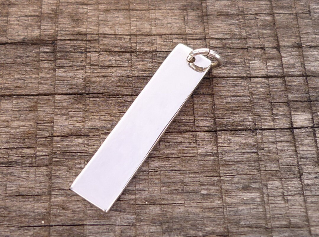 Sterling Silver Rectangle Bar, Custom Dog Tag, Pendant Blank (34x8 Mm ...