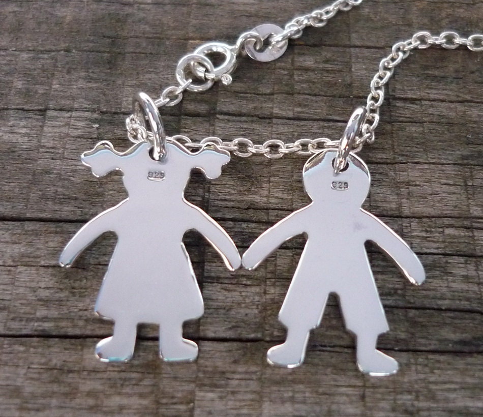 Boy and Girl Pendant 925 Sterling Silver Charm Girl Charm Etsy