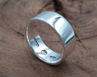 Silver Band rings wide 8 mm Sterling Silver 925, Rings for Men Women, Plain band Ring, Simple Ring, Polished silver ring, personalized gifts