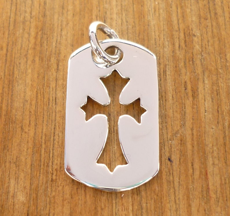 Cross Dog Tag 925 Sterling Zilveren Charme Hanger Unisex Etsy Nederland