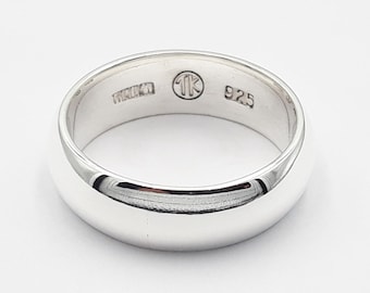 Koepelring breed 6 mm dik 2,2 mm, 925 sterling zilveren bandring, minimalistische ring, herenring, gepersonaliseerde geschenken, Valentijnsdagcadeaus