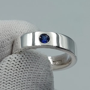 Blue Sapphire Statement Ring 925 Sterling Wedding Bands Personalized Gift for Men and Women