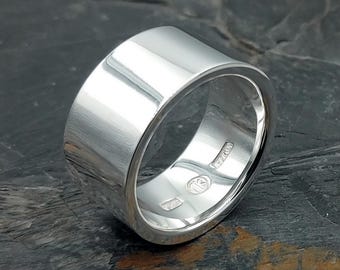 12 mm Large Band Ring 925 Sterling Silver, Handmade Jewelry Gift For Him,