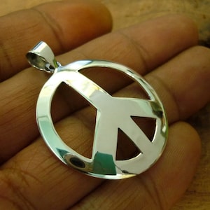 Sterling Silber Peace Zeichen Anhänger, handgemachter Charm (31 mm)