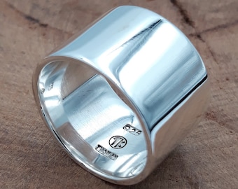 925 Sterling Silver Ring Wide 15 mm Rings for Men Women, Mens Band Ring Silver, personalized jewelry, mothers day gifts