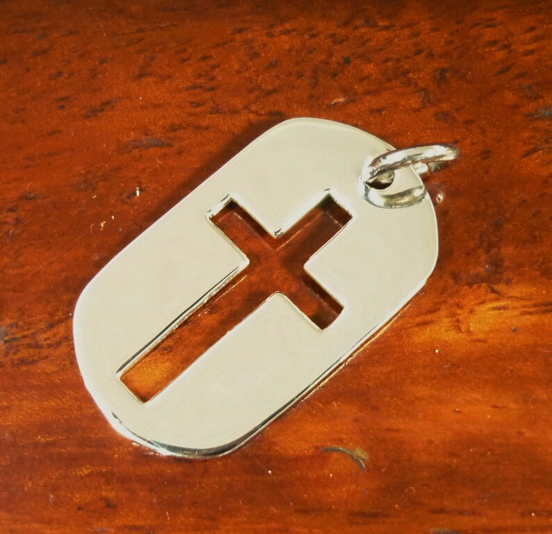 Dog Tag Cross Classic Dog Tag 925 Sterling Silver Charm - Etsy