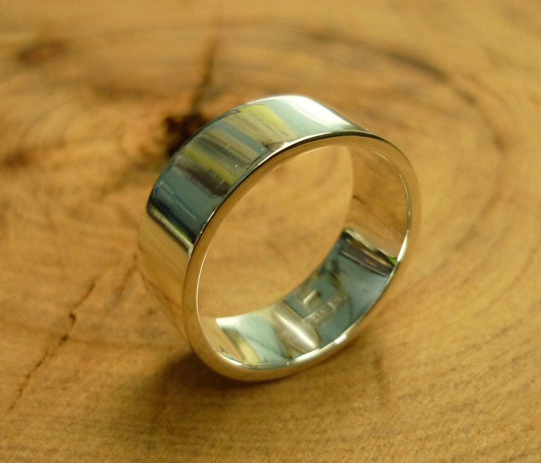 Silver Band Rings Wide 8 Mm Sterling Silver 925 Rings for Men Etsy