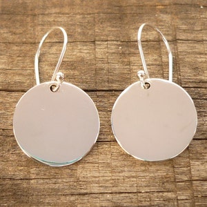 Orecchini a disco in argento sterling, pendenti rotondi minimalisti, 16 mm