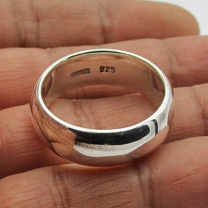 Thick band rings silver Width 8 mm Thickness 2.7 mm, Dome ring, Carved Ring, silver band rings, fathers Day gift handmade jewelry