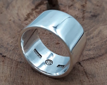 925 Sterling zilveren ring breedte 12 mm, zilveren band ring, gepersonaliseerde cadeaus voor haar, trouwring vrouwen maat 5 tot 15 handgemaakte sieraden