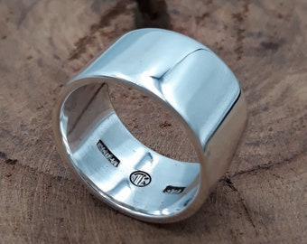 Bague en argent sterling 925, largeur 12 mm, Bague en argent, Cadeaux personnalisés pour elle, Bague de mariage pour femme Taille 5 à 15 Bijoux fait main