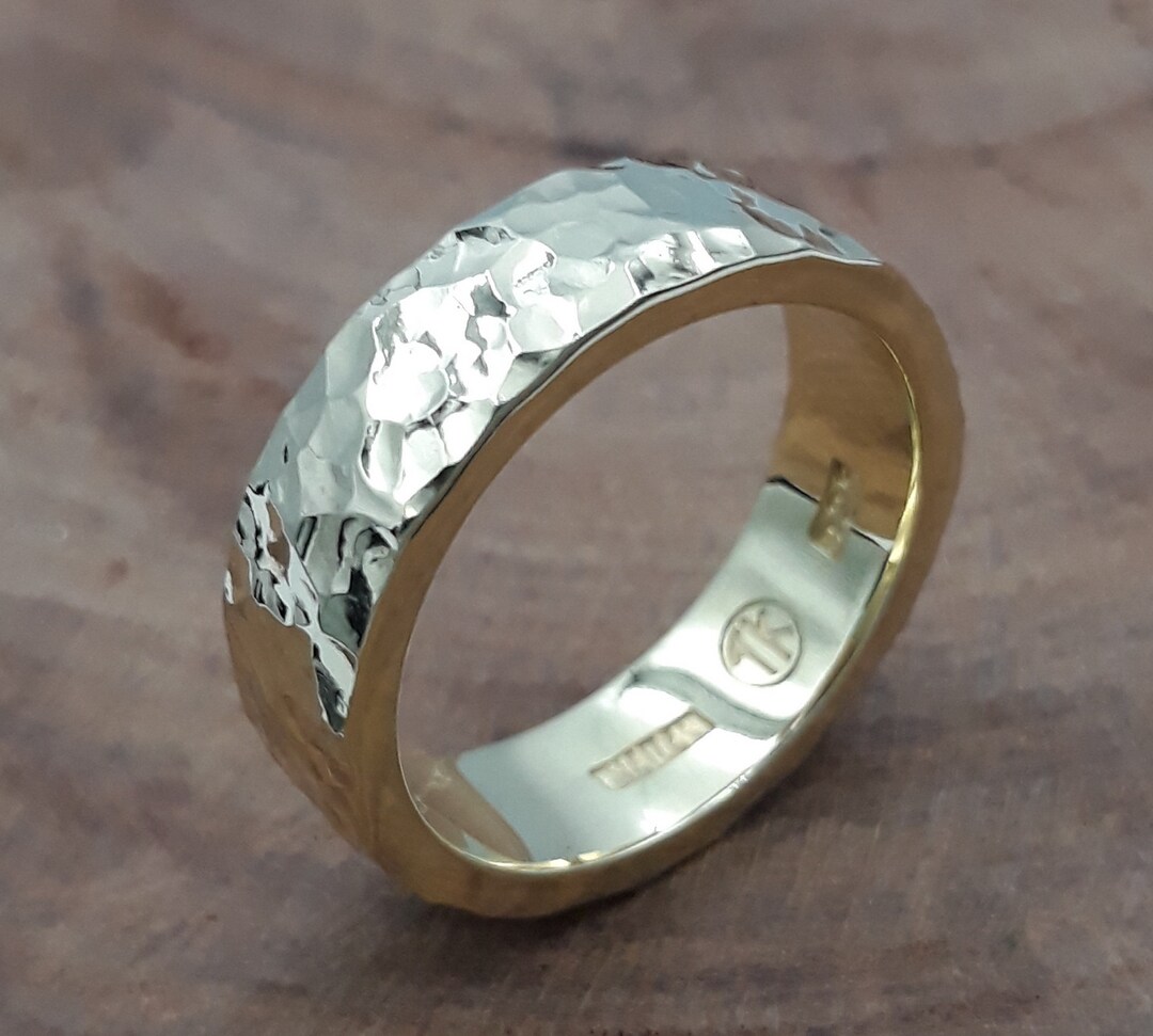 14K Gold Vermeil Ring, Sterling Silver Band, 6mm Wide - Etsy
