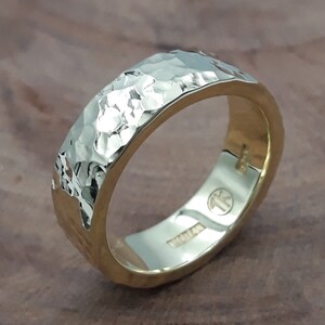 14K Gouden Ring Vermeil, Vergulde Ring Over 925 Sterling Zilver Grote Breedte 6 mm Dik 2 mm, Gouden Ringen Mannen Vrouwen, Kerstcadeau