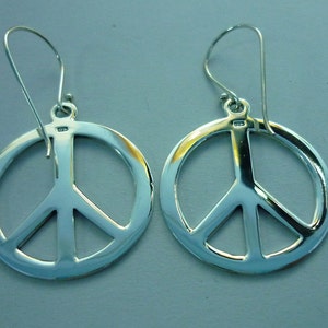 Peace Sign Earrings Peace Earrings 925 Sterling Silver Peace Sign Symbol Charm Earrings large 28 mm image 4