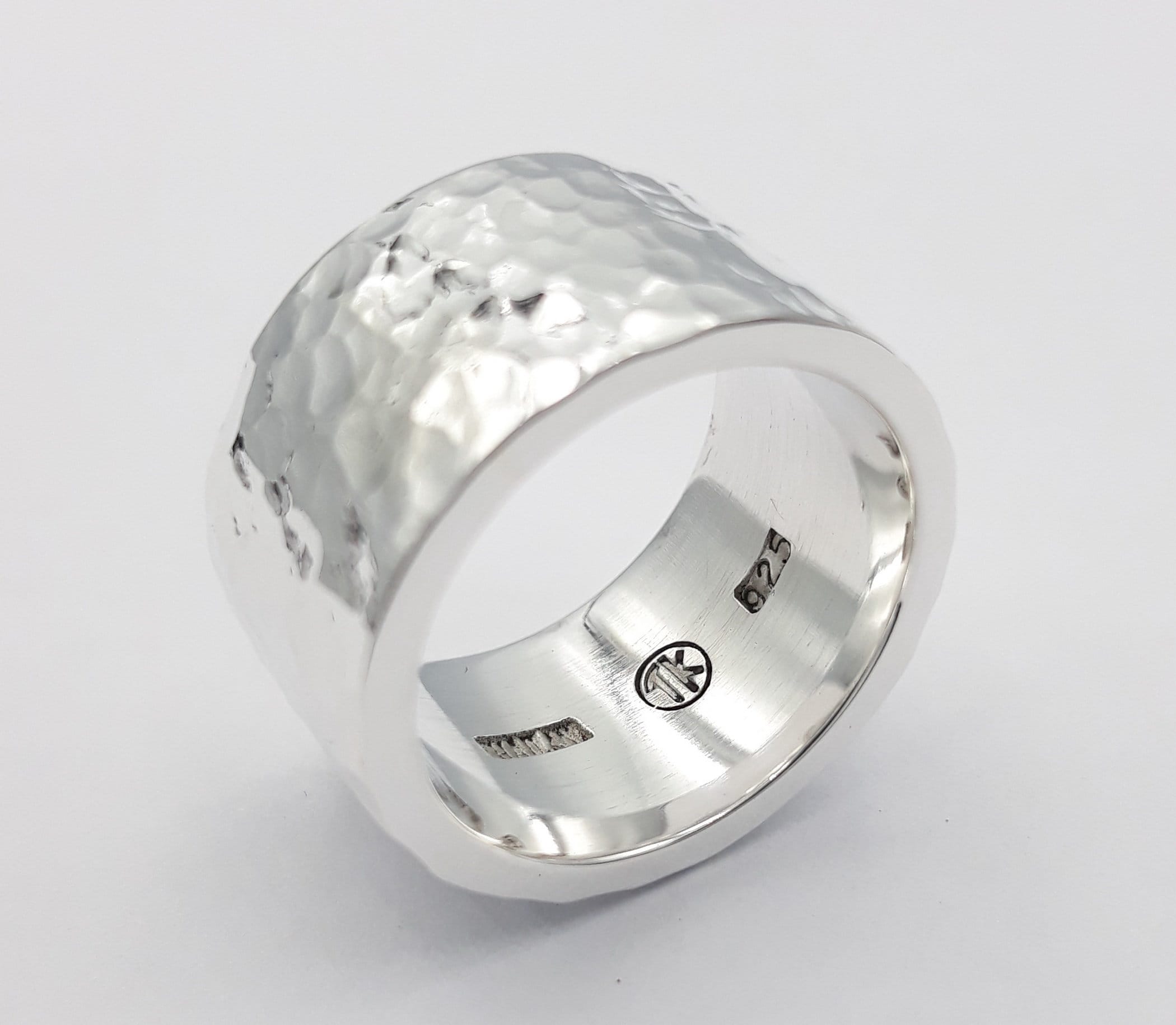 Hammered Sterling Silver Wide Band Ring, Handmade Mens Jewelry - Etsy