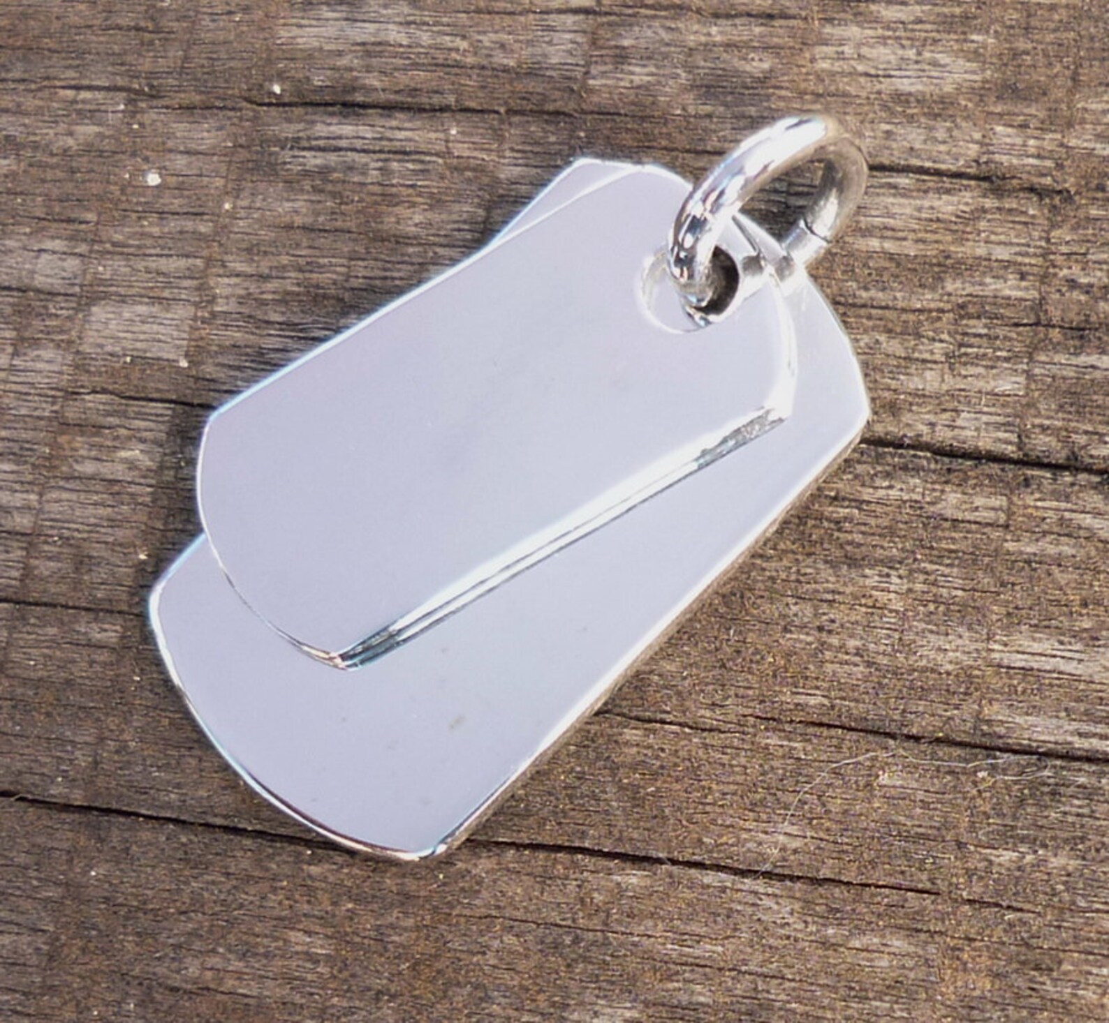 Double Dog Tag Sterling Silver Large Charm Pendant Etsy UK