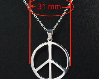 Peace sign Pendant,Peace Sign Necklace Pendant, Sterling Silver Necklace Peace Sign Symbol Charm Necklace Choose Your chain 16-22 inches