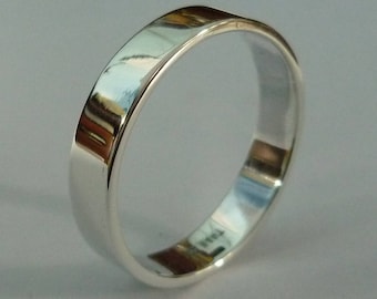 Band silver ring Wide 4 mm size 5-15 US